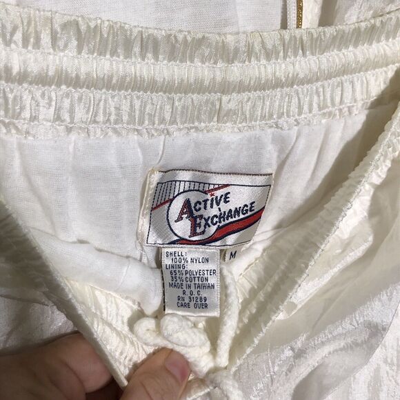 Active Exchange Tracksuit Womens Medium White Gold Pants Jacket Set 80s 90s - Picture 10 of 13